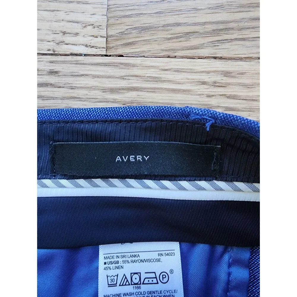 Banana Republic Womens 2 Avery Rayon Linen Blend Blue Tailored Pants Office